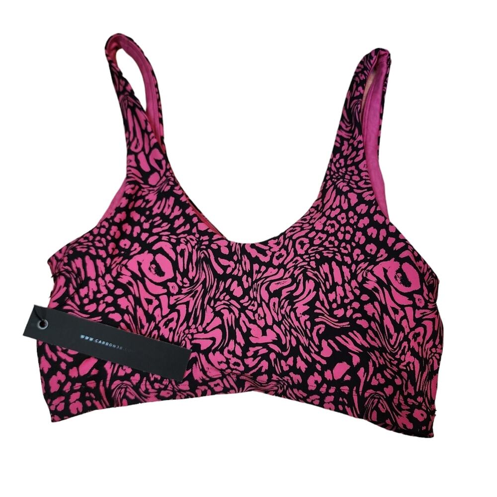 Carbon38 Electric Pink Leopard Printed Sports Bra Soze Small - Picture 2 of 9